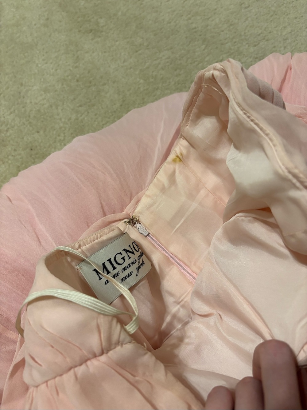 Vintage Mignon Strapless Pink Ruffled Silk Maxi Dress - Picture 9 of 10